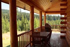Deck off the dining area, Cool Creek Lodge in Yaak Montana